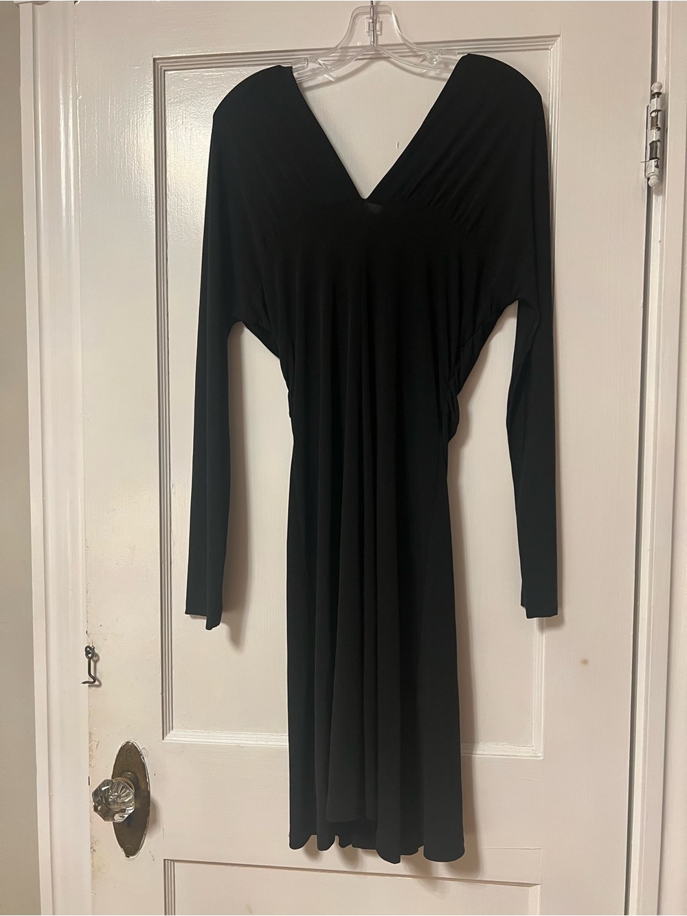 New York & Company Black Long-Sleeve V-Neck Dress
